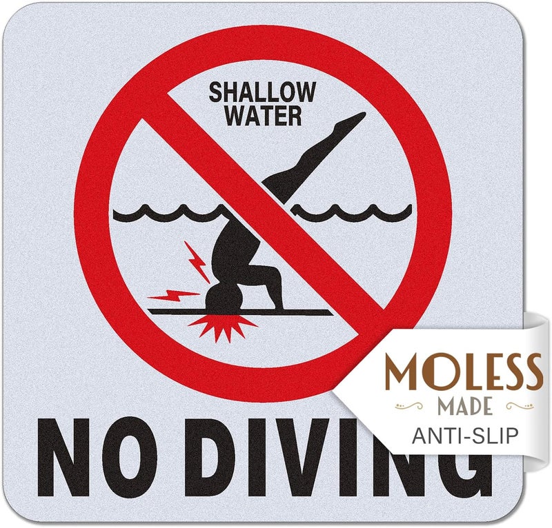 MOLESS NO DIVING Pool Stickers – 6x6″ Anti-Slip Vinyl Tile Stickers for Swimming Pool Safety Signs, Adhesive Pool Depth Markers for Decks, NO DIVING (1 Pack) - Image 1